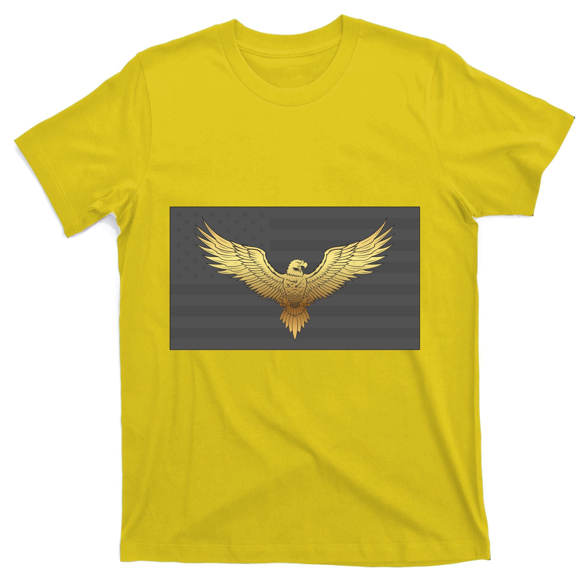 Gold American Eagle On Flag T-Shirt