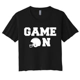 Game On Football Fan Helmet Women's Crop Top Tee