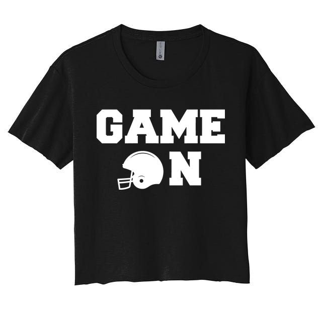 Game On Football Fan Helmet Women's Crop Top Tee