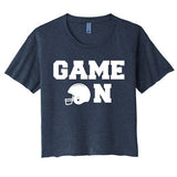 Game On Football Fan Helmet Women's Crop Top Tee