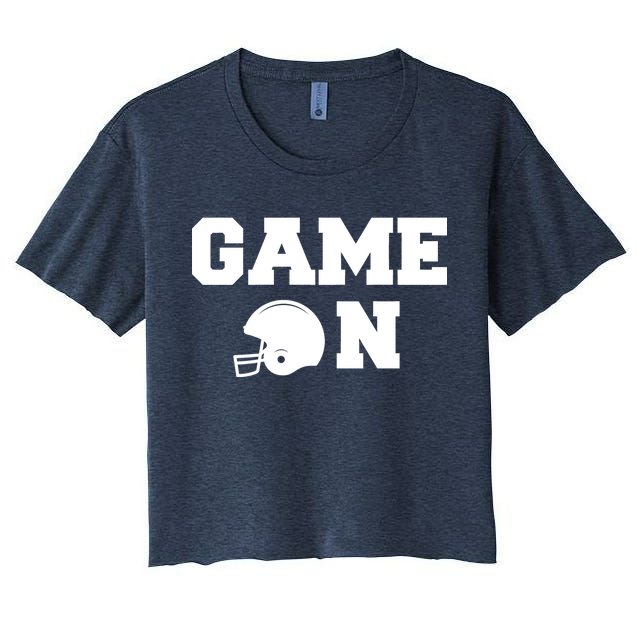 Game On Football Fan Helmet Women's Crop Top Tee