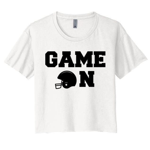 Game On Football Fan Helmet Women's Crop Top Tee