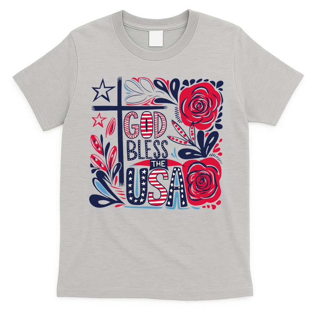God Bless America Patriotic Usa Flag Christian 4th Of July T-Shirt