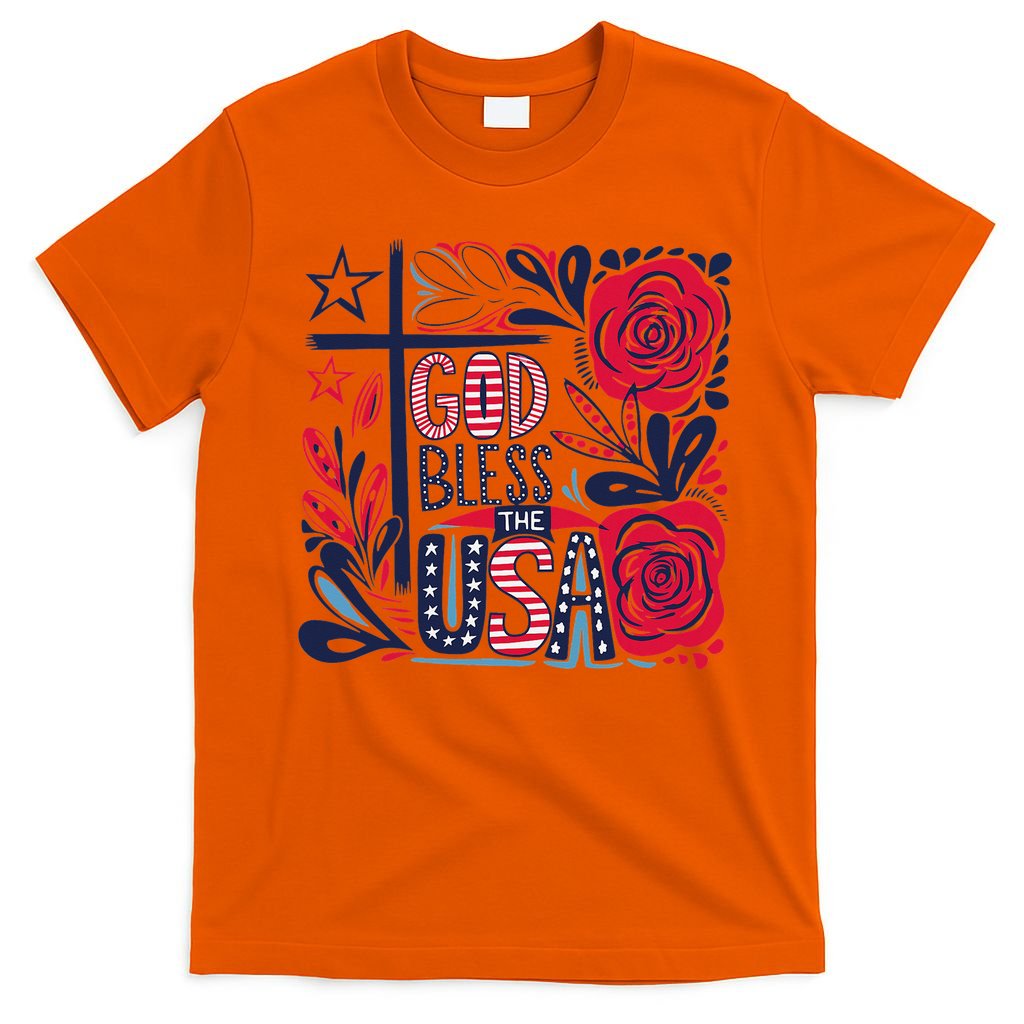 God Bless America Patriotic Usa Flag Christian 4th Of July T-Shirt