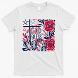 God Bless America Patriotic Usa Flag Christian 4th Of July T-Shirt