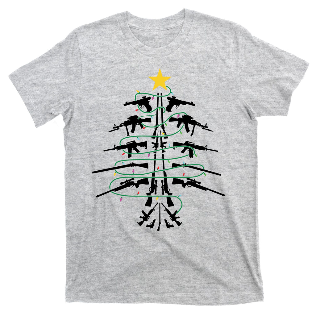Guns Christmas Tree Xmas Veteran T-Shirt