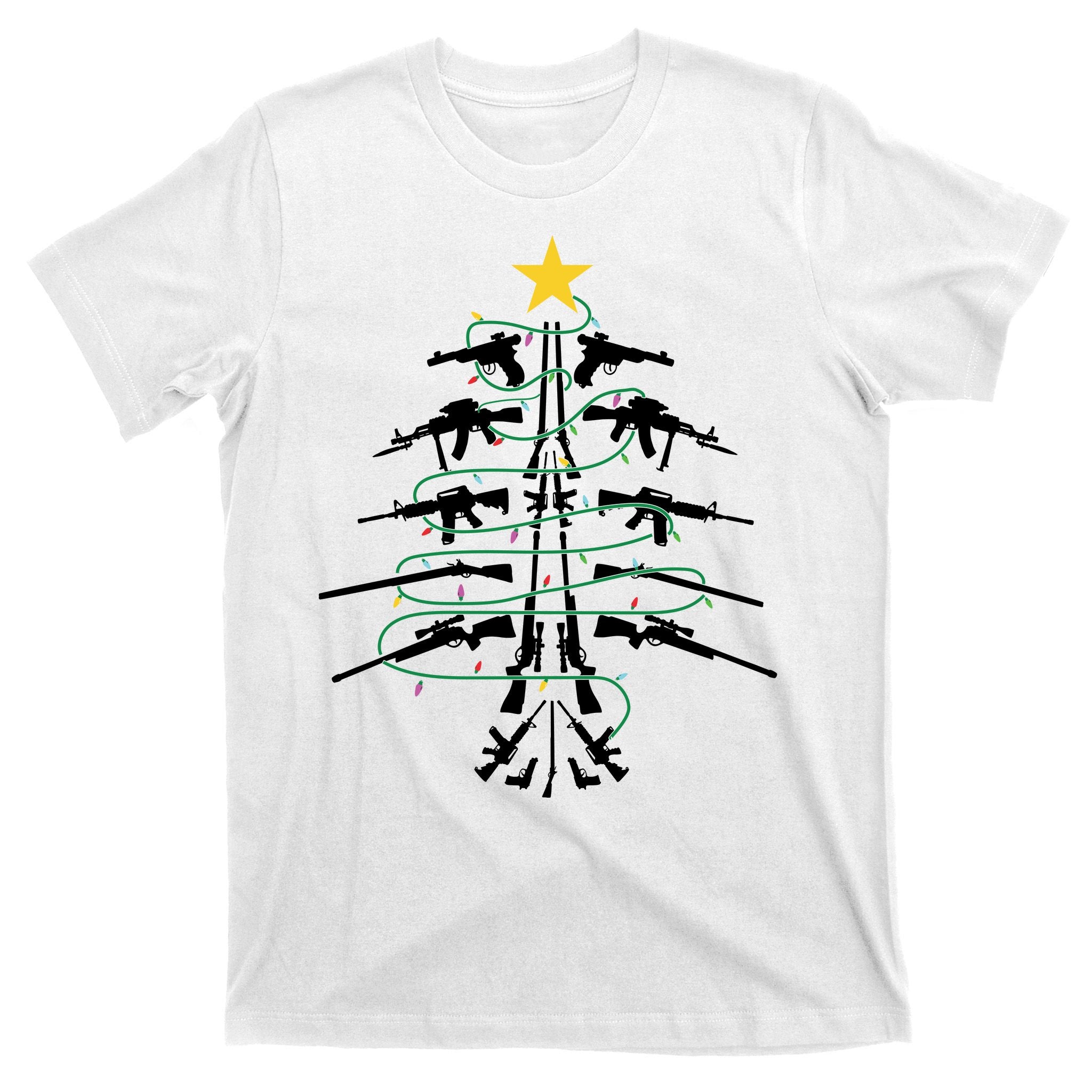 Guns Christmas Tree Xmas Veteran T-Shirt