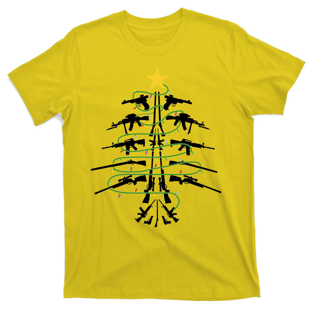 Guns Christmas Tree Xmas Veteran T-Shirt