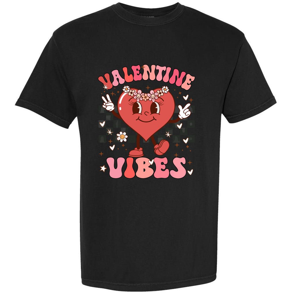 Groovy Checkered Valentine Vibes Valentines Day Garment-Dyed Heavyweight T-Shirt