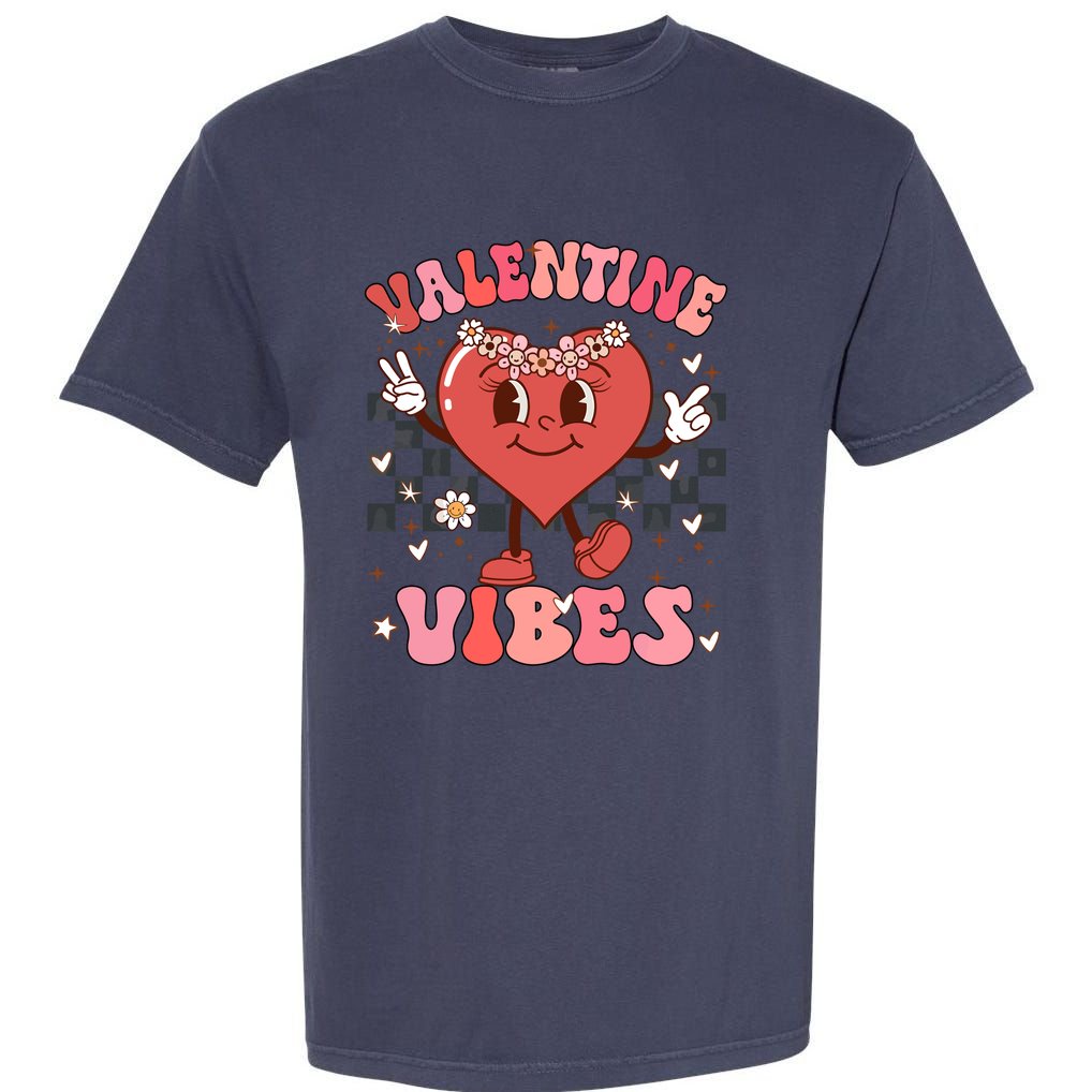 Groovy Checkered Valentine Vibes Valentines Day Garment-Dyed Heavyweight T-Shirt