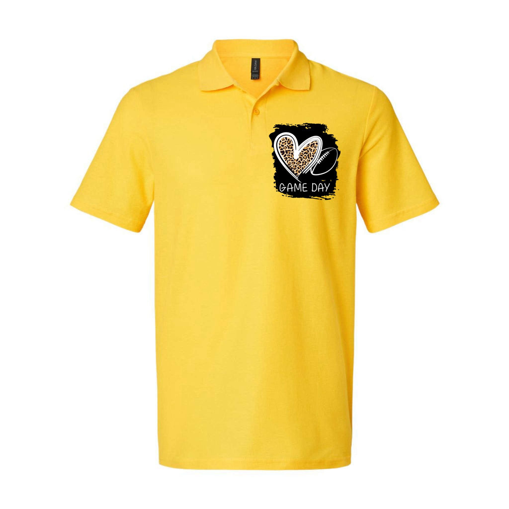 Game Day Leopard Football Fan Cute Heart Softstyle Adult Sport Polo