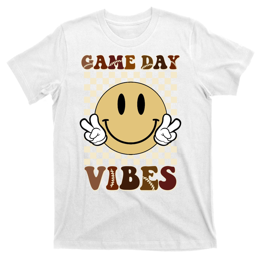 Game Day Vibes Retro Smile Football T-Shirt