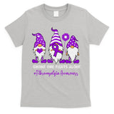 Gnome Fibromyalgia Awareness Fibro Ribbon Purple Support T-Shirt