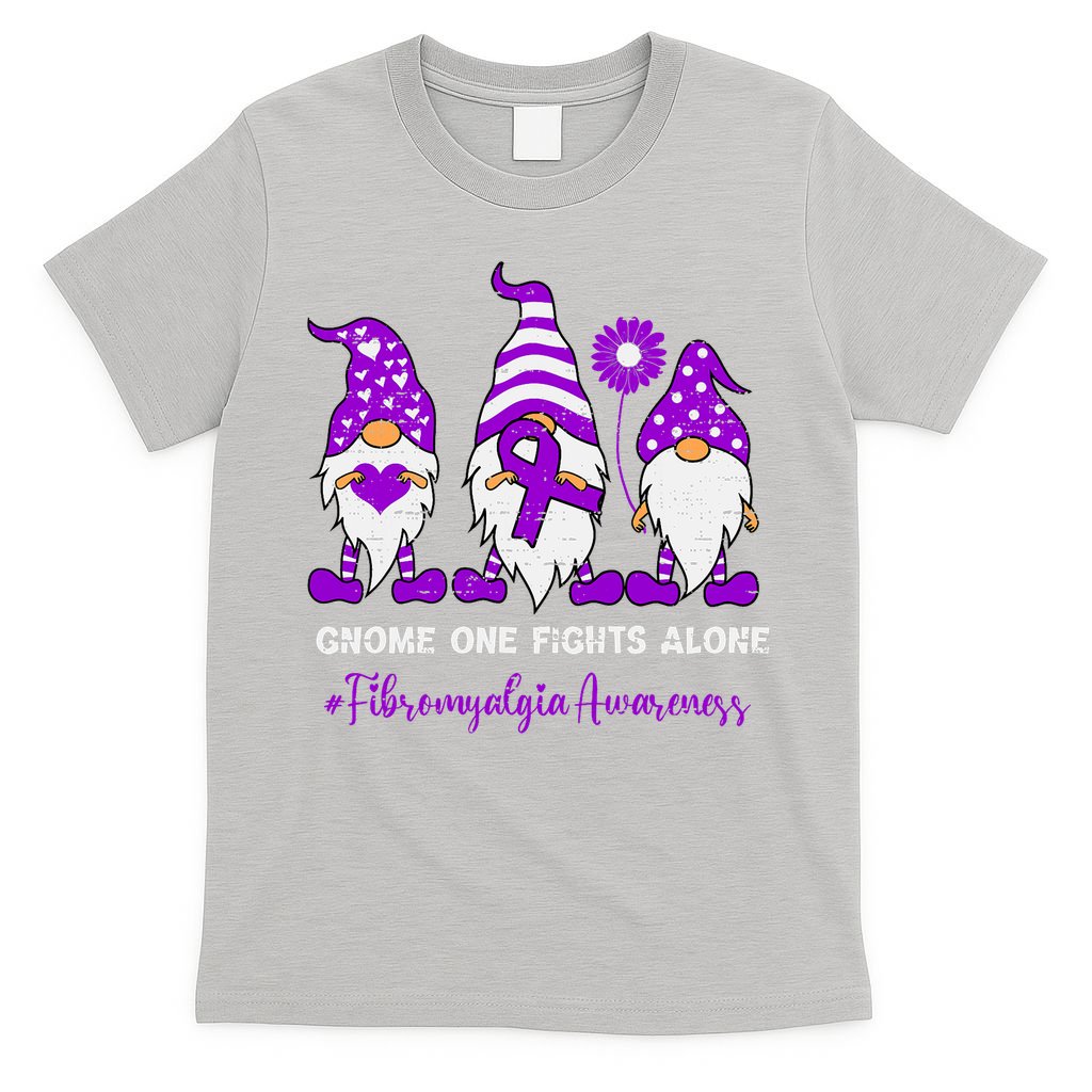 Gnome Fibromyalgia Awareness Fibro Ribbon Purple Support T-Shirt