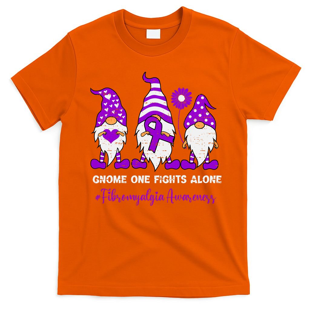 Gnome Fibromyalgia Awareness Fibro Ribbon Purple Support T-Shirt