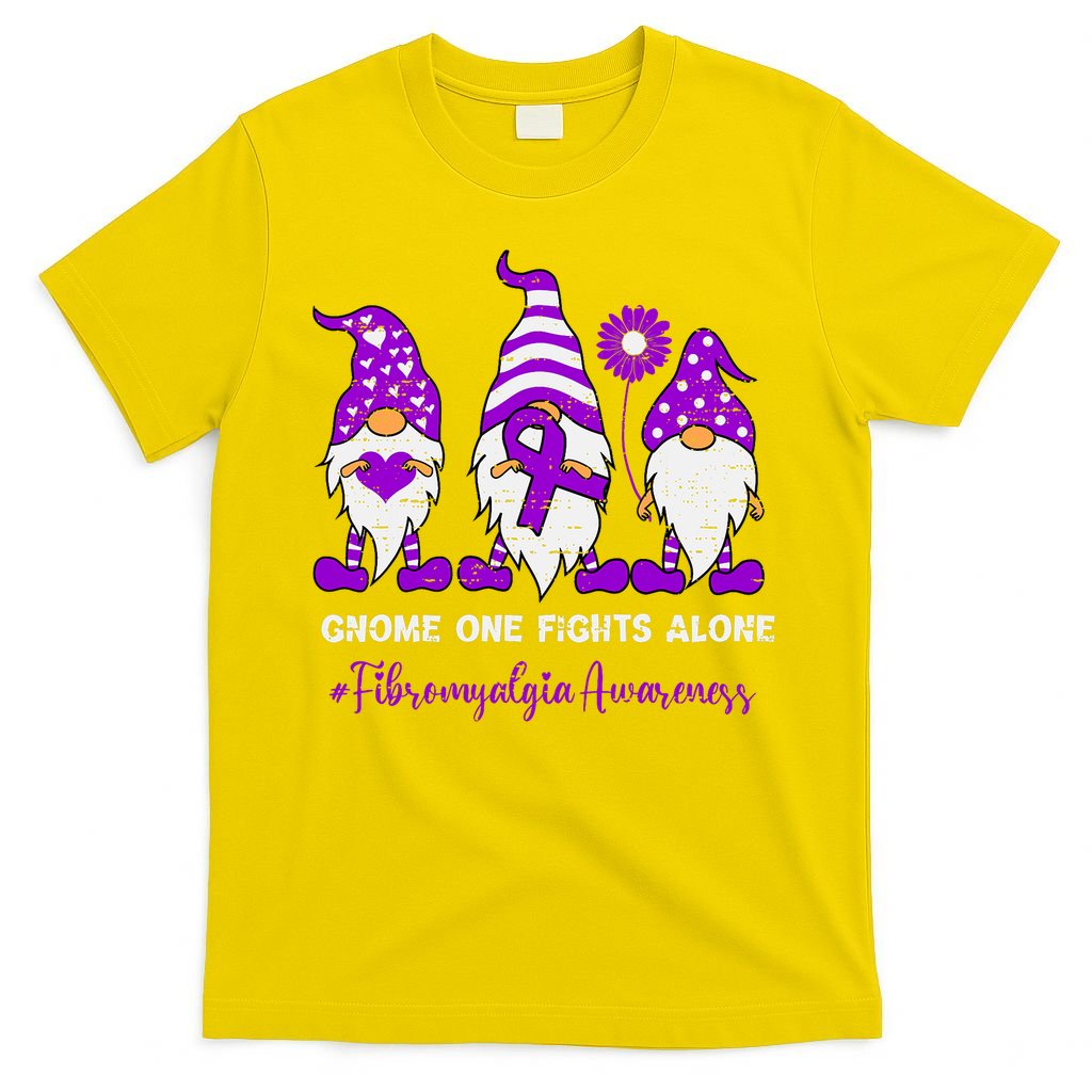 Gnome Fibromyalgia Awareness Fibro Ribbon Purple Support T-Shirt