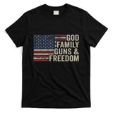 God Family Guns & Freedom Pro Gun Vintage Usa Flag T-Shirt