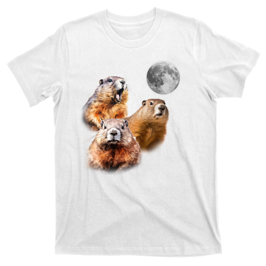 Groundhog Head Moon Funny Groundhog Day T-Shirt