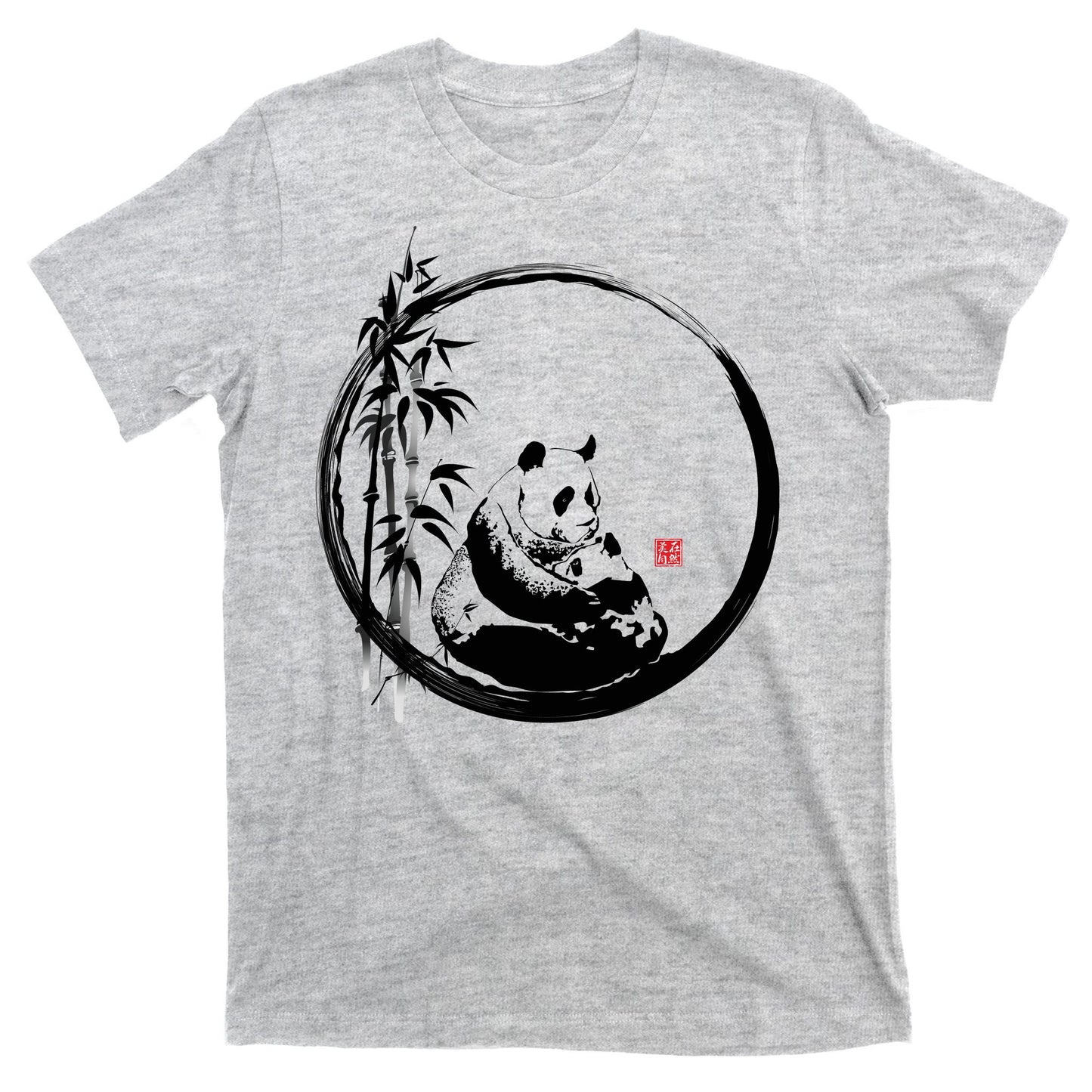 Giant Panda Bamboo Japanese Ink Painting T-Shirt
