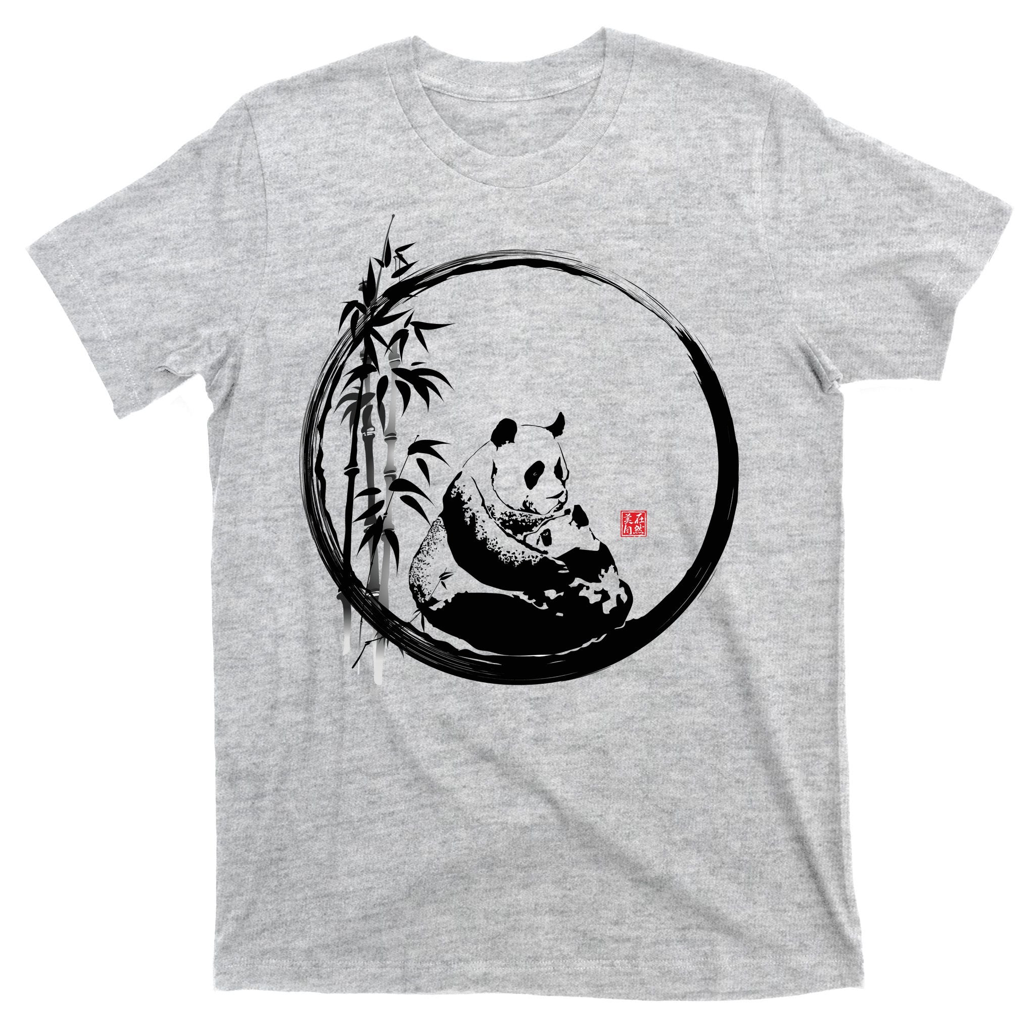Giant Panda Bamboo Japanese Ink Painting T-Shirt