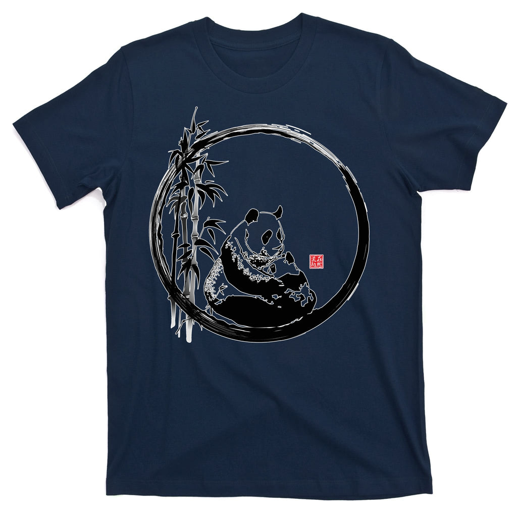 Giant Panda Bamboo Japanese Ink Painting T-Shirt