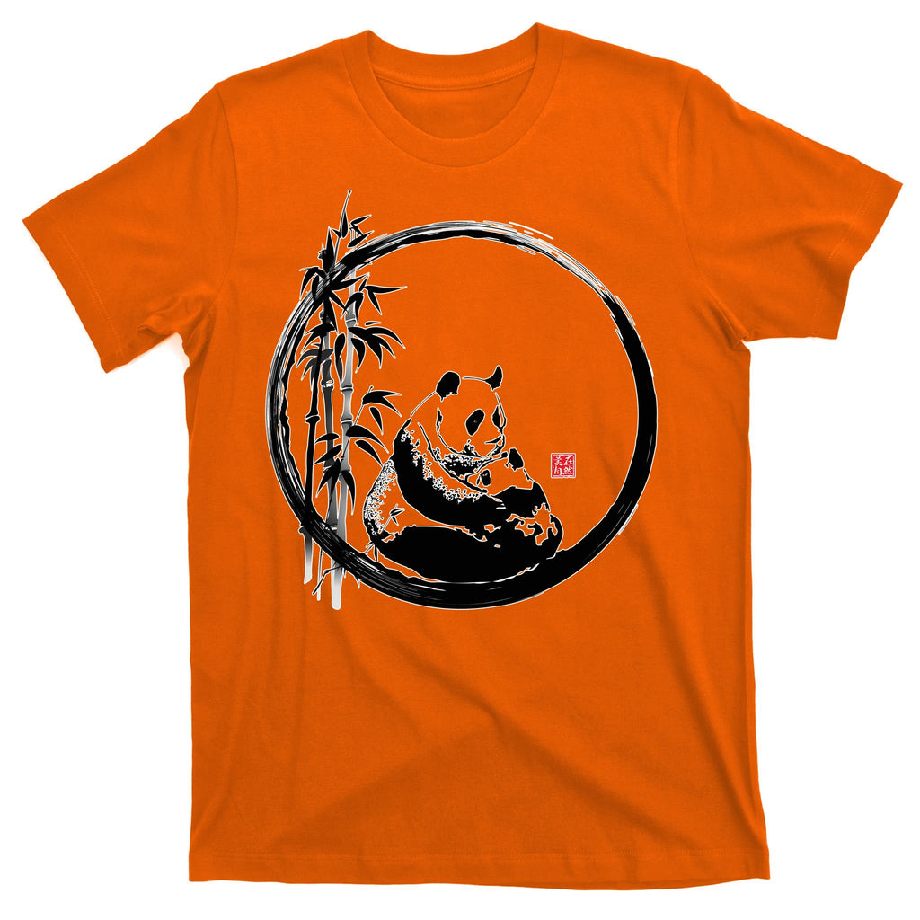 Giant Panda Bamboo Japanese Ink Painting T-Shirt