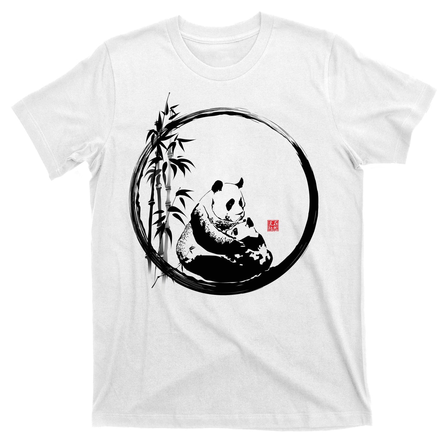 Giant Panda Bamboo Japanese Ink Painting T-Shirt