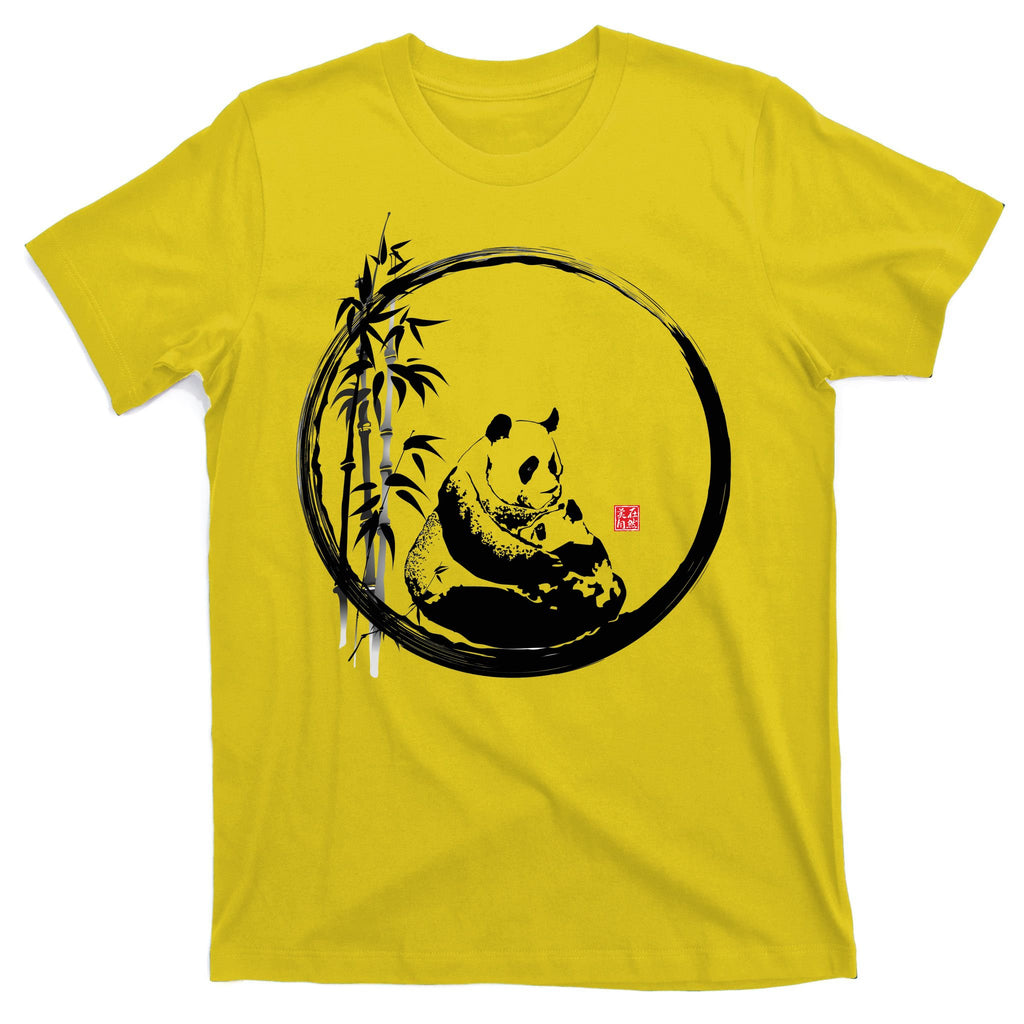 Giant Panda Bamboo Japanese Ink Painting T-Shirt