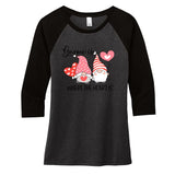 Gnome Is Where The Heart Is Gift For Valentine Day Women's Tri-Blend 3/4-Sleeve Raglan Shirt