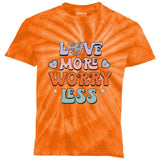 Groovy Love More Worry Less Retro Valentine Gift For Valentine Day Kids Tie-Dye T-Shirt