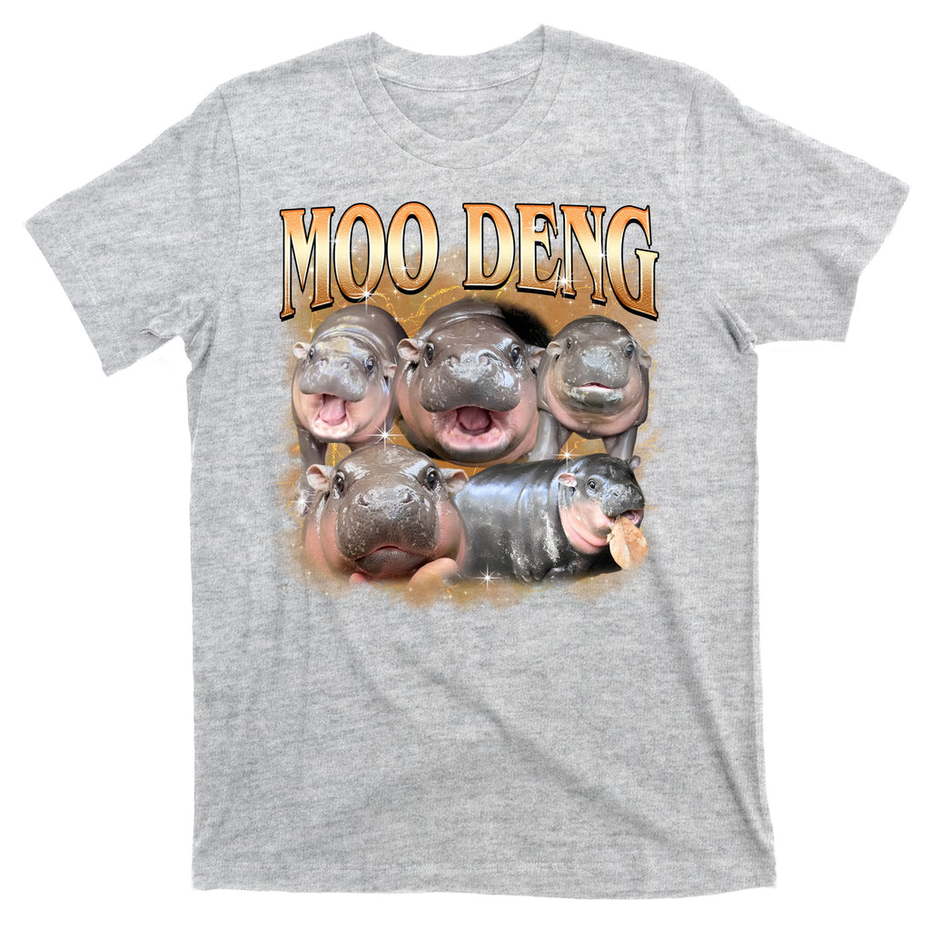Gold Moo Deng Meme Hippo Funny T-Shirt