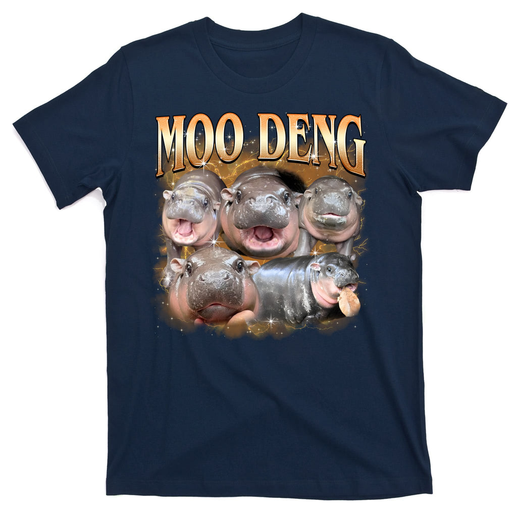 Gold Moo Deng Meme Hippo Funny T-Shirt