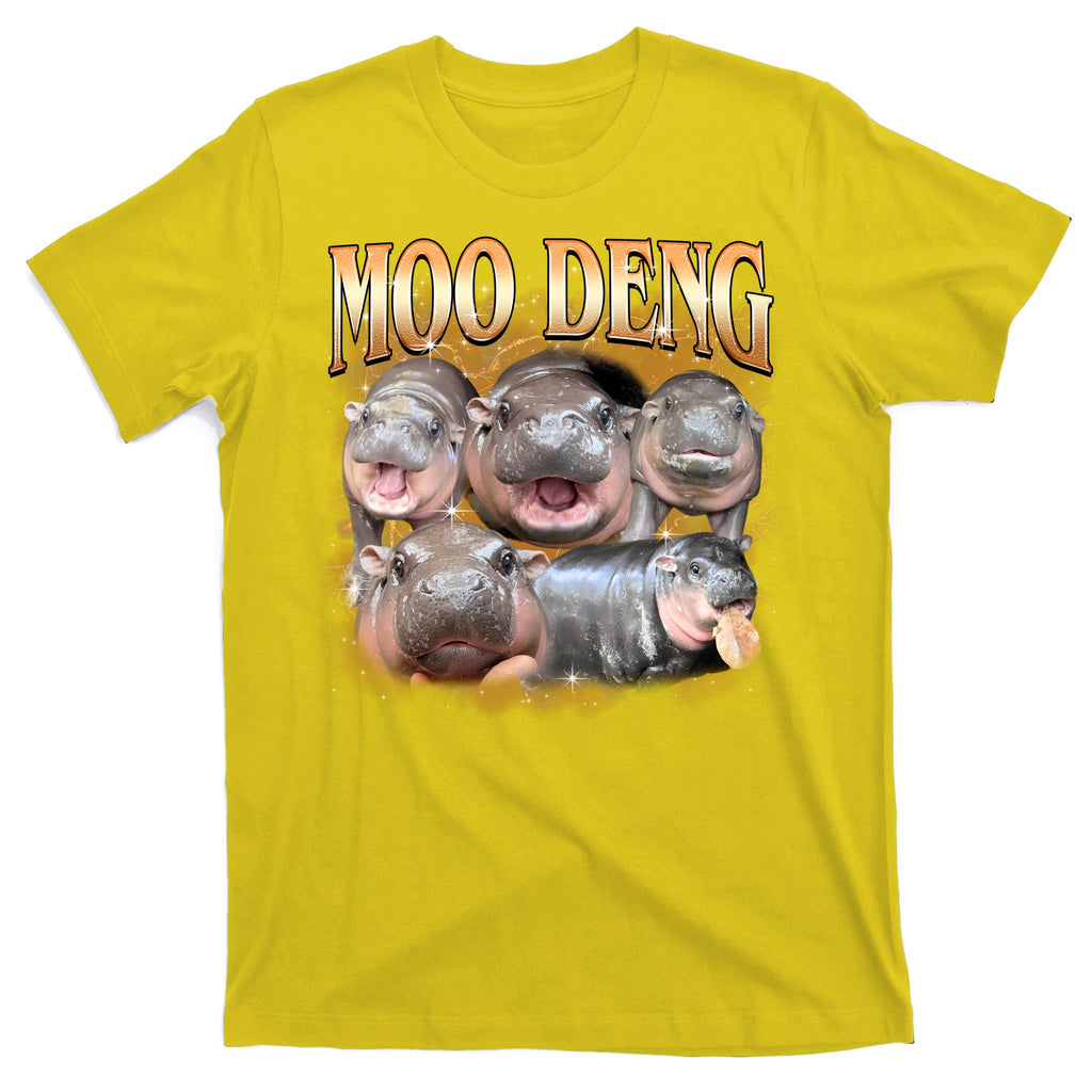Gold Moo Deng Meme Hippo Funny T-Shirt
