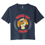 Game On Cupid Video Gaming Valentine Women's Crop Top Tee