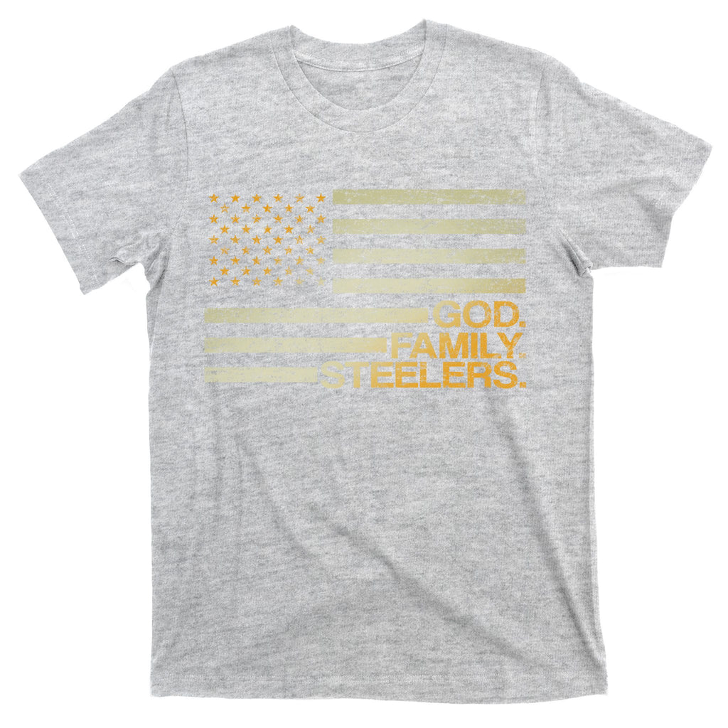 God Family Steelers American Football Flag T-Shirt