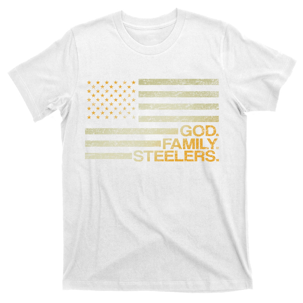 God Family Steelers American Football Flag T-Shirt