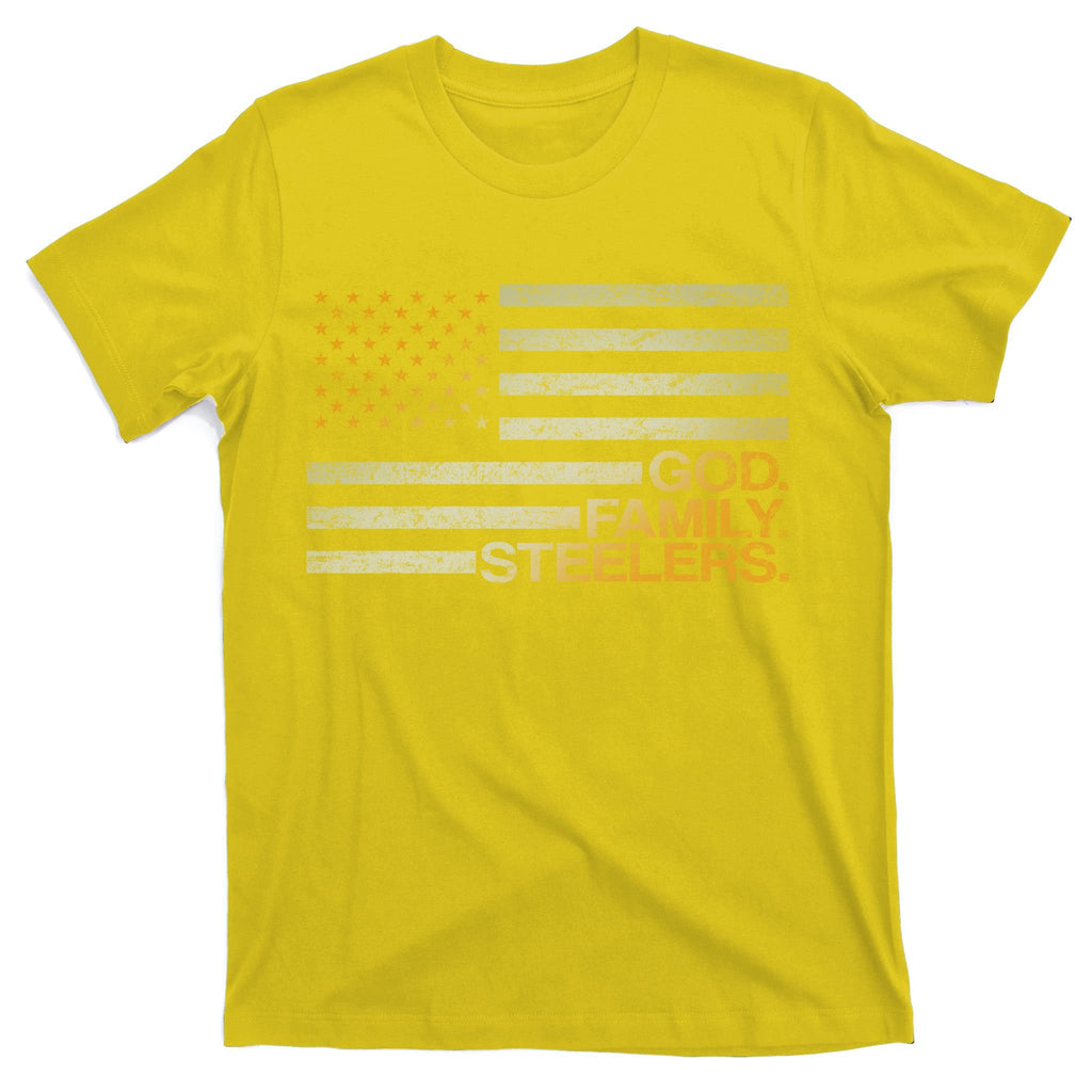 God Family Steelers American Football Flag T-Shirt
