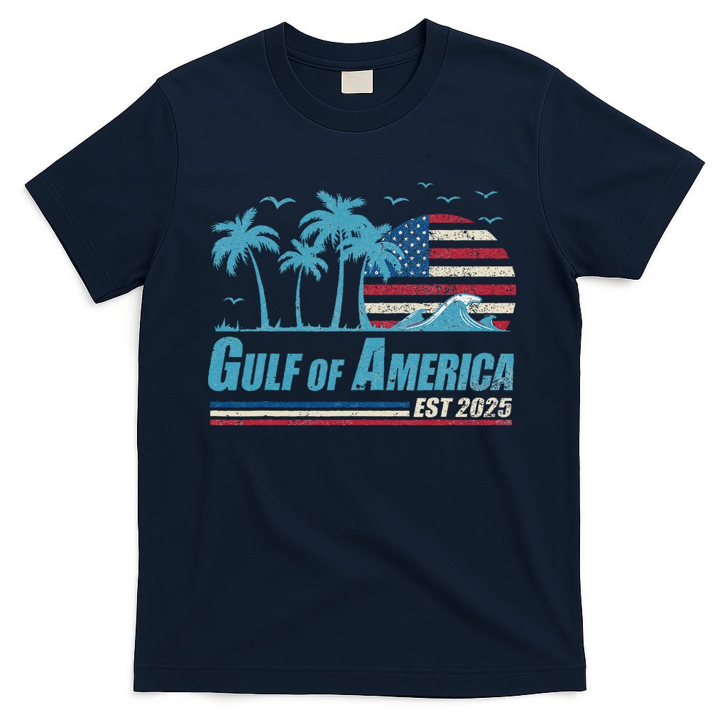 Gulf Of Usa America Est 2025 Retro Vintage Beach T-Shirt