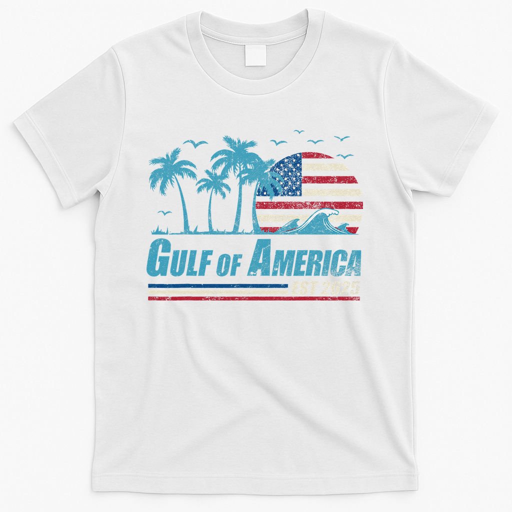 Gulf Of Usa America Est 2025 Retro Vintage Beach T-Shirt