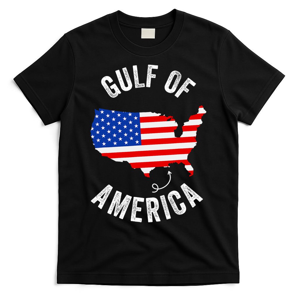 Gulf Of Usa America Funny Gulf Of Mexico Usa Flag Map July 4 T-Shirt