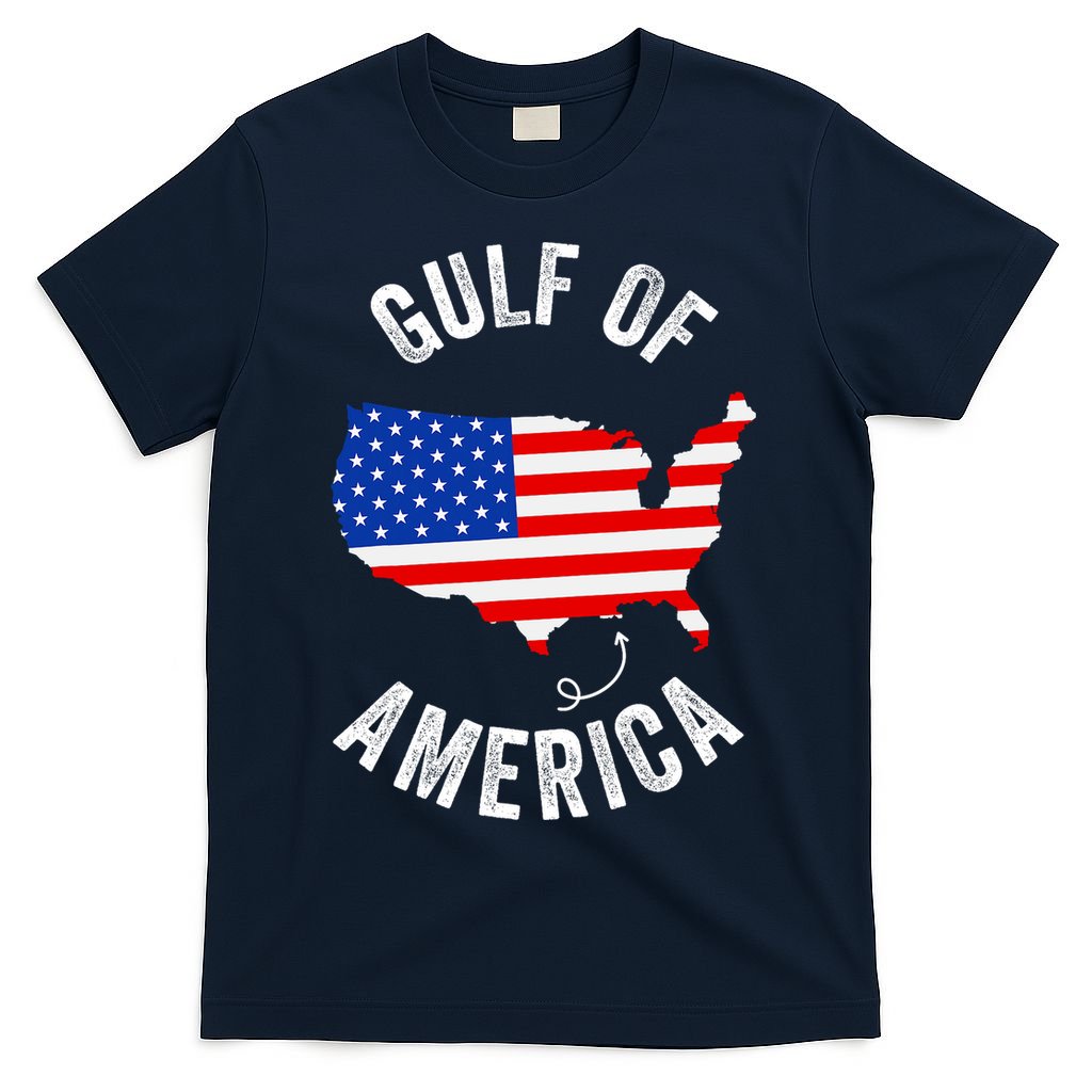 Gulf Of Usa America Funny Gulf Of Mexico Usa Flag Map July 4 T-Shirt
