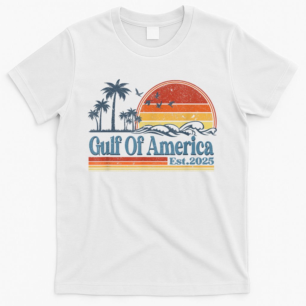 Gulf Of Us America Est 2025 Retro Vintage Beach T-Shirt