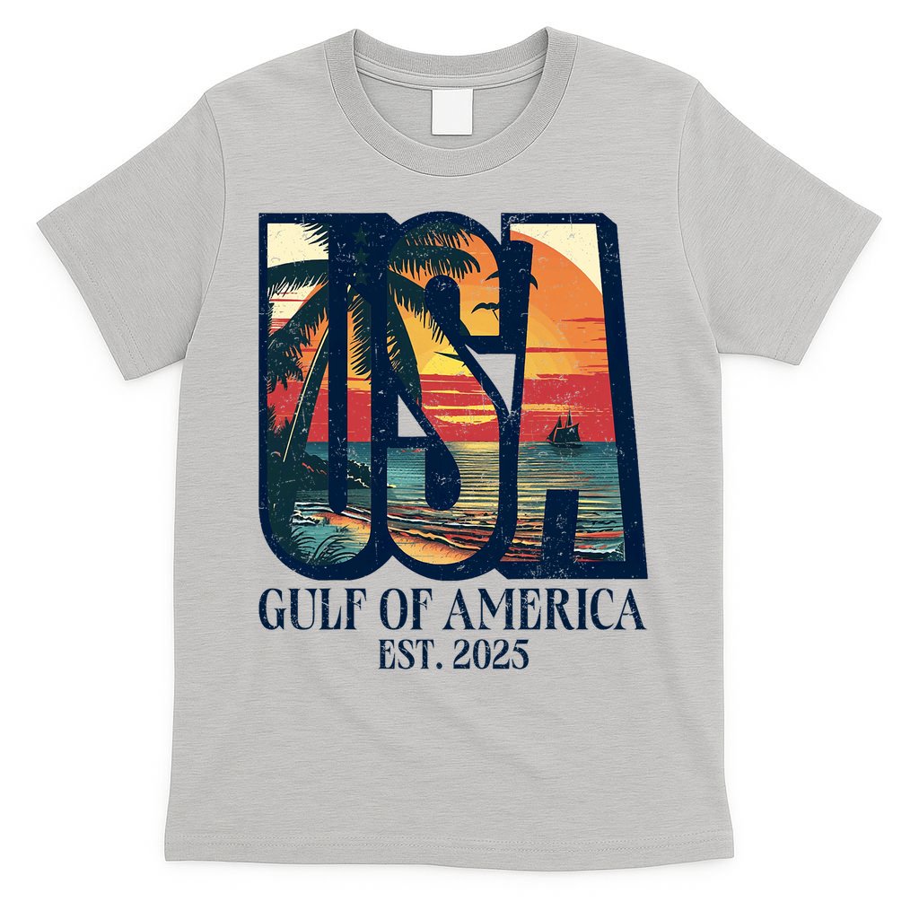 Gulf Of Us America Est 2025 Retro Vintage Beach T-Shirt