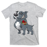 Grey Pitbull I Love Mom T-Shirt