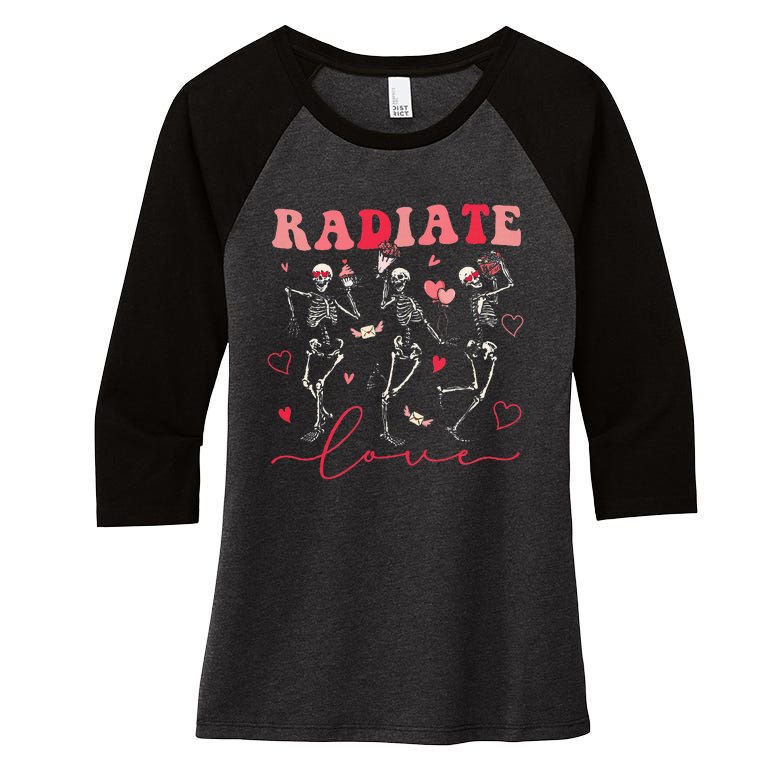 Groovy Radiate Love Valentine Xray Tech Radiology Rad Tech Women's Tri-Blend 3/4-Sleeve Raglan Shirt
