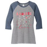 Groovy Radiate Love Valentine Xray Tech Radiology Rad Tech Women's Tri-Blend 3/4-Sleeve Raglan Shirt