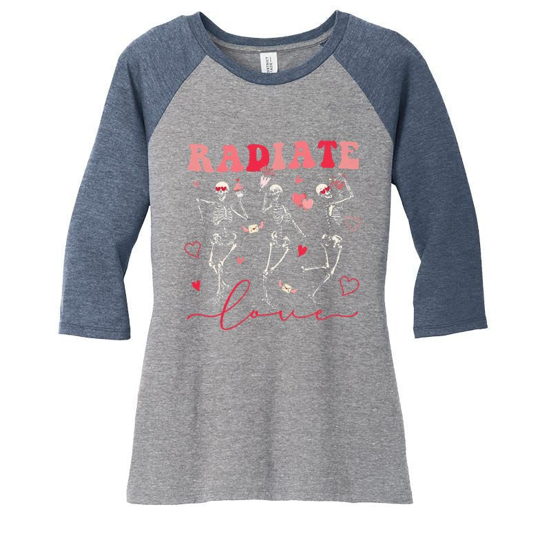 Groovy Radiate Love Valentine Xray Tech Radiology Rad Tech Women's Tri-Blend 3/4-Sleeve Raglan Shirt