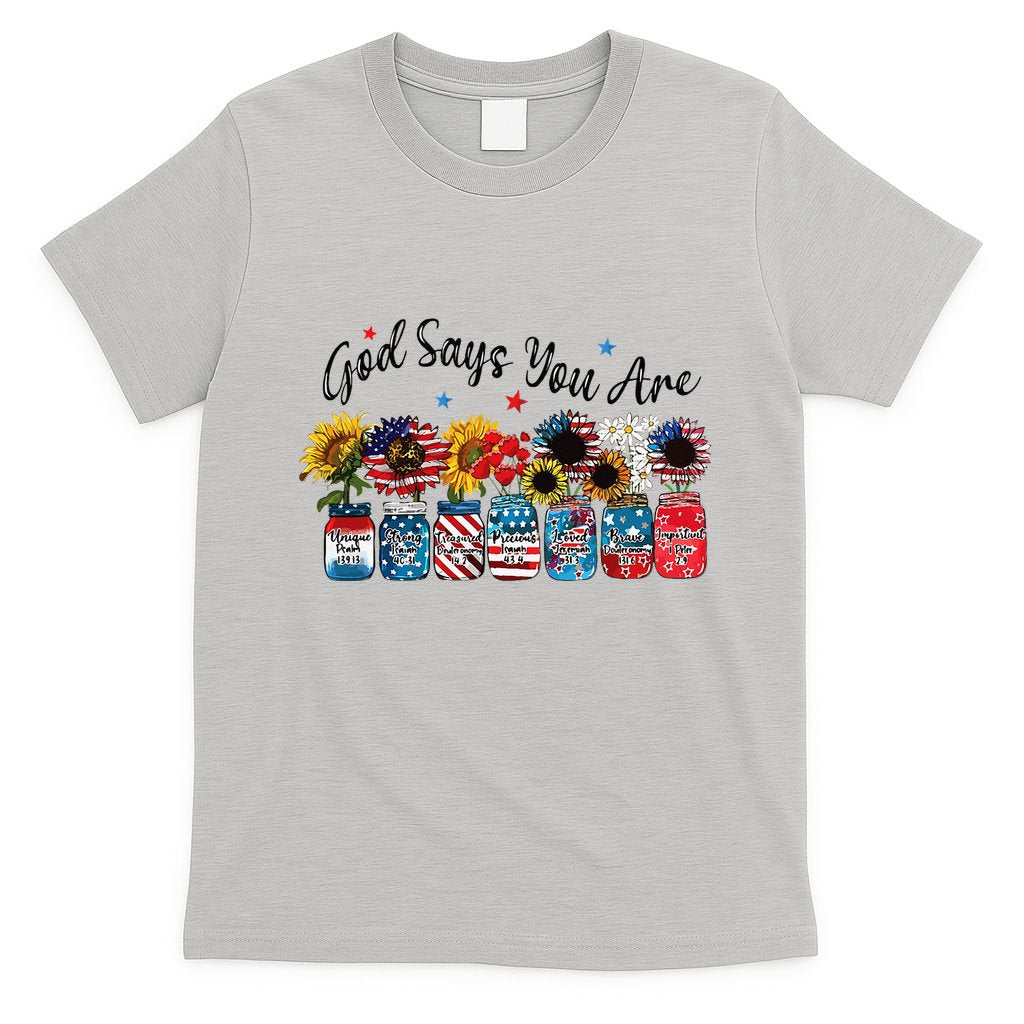 God Shed His Grace On Thee 4th Of July Sunflowers Patriotic T-Shirt