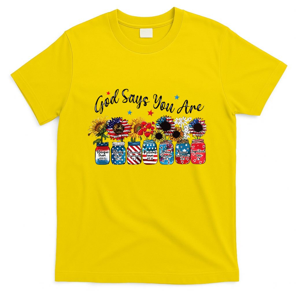 God Shed His Grace On Thee 4th Of July Sunflowers Patriotic T-Shirt