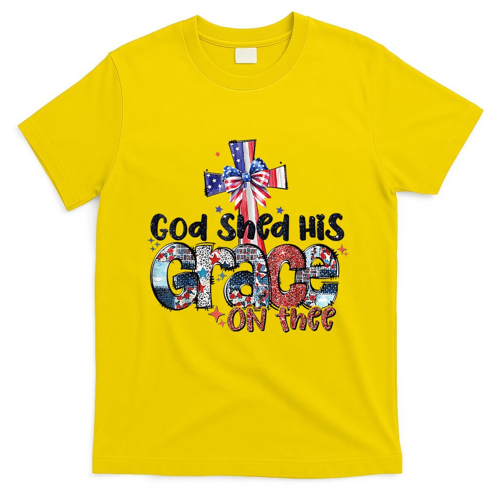 God Shed His Grace On Thee 4th Of July Bible Verse T-Shirt